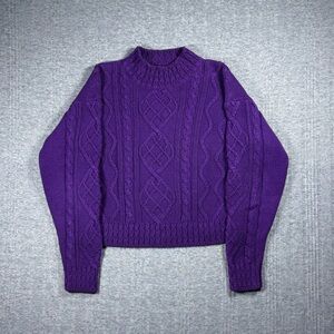 Vintage Chunky Cable Knit Sweater Purple Women’s Large Purple Idioms Granny